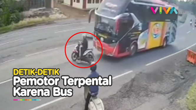 Viral Pemotor Cuek Mau Nyebrang Saat Bus Melintas
