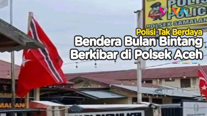 Bendera Bulan Bintang GAM Berkibar di Kantor Polisi Aceh