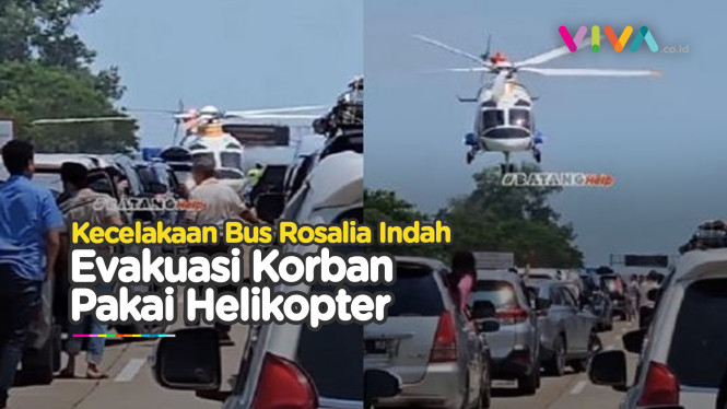 Helikopter Mendarat Evakuasi Korban Bus Rosalia Indah
