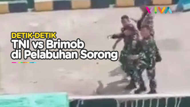 Rekaman CCTV ‘Perang’ TNI VS Brimob di Pelabuhan Sorong