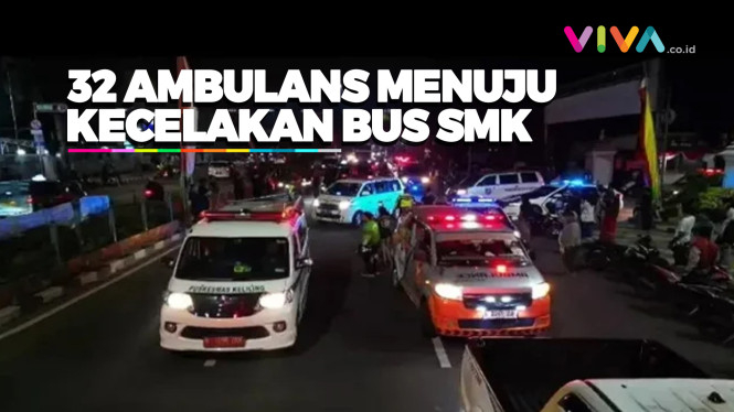 32 Ambulans Evakuasi Korban Bus Pelajar SMK