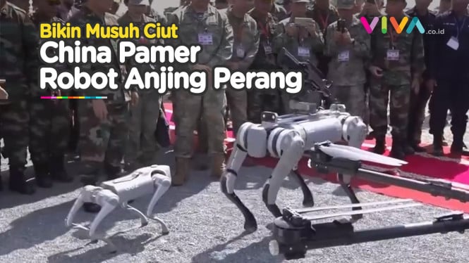 Robot Tempur Anjing China 'Menyala' Saat Latihan Perang