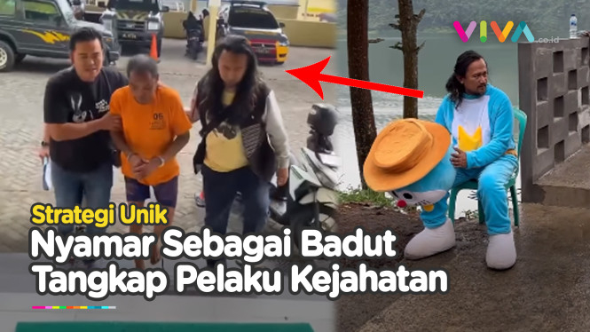 GOKIL! Aksi Polisi Jadi Badut Doraemon Demi Pelaku Kejahatan