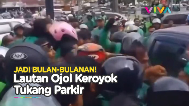 Lautan Ojol Hajar Tukang Parkir, Polisi Lepas Tembakan