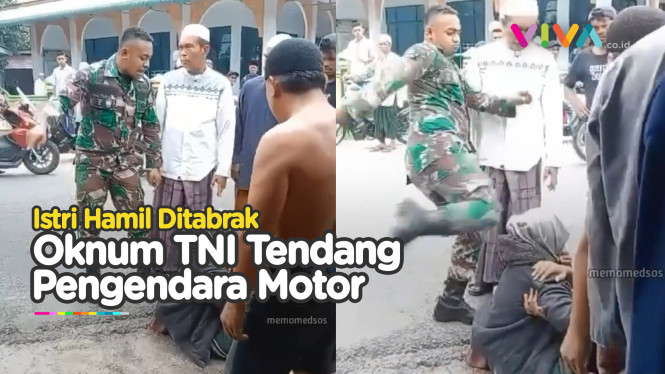 Istri Hamil Ditabrak, Oknum TNI Tendang Kepala Pengendara