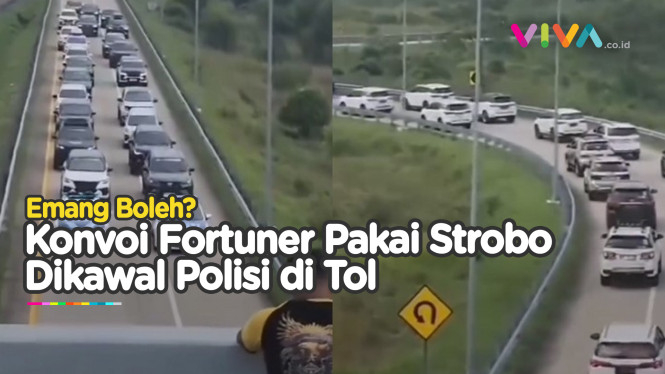 Konvoi Fortuner Pakai Strobo Dikawal Mobil Polisi di Tol