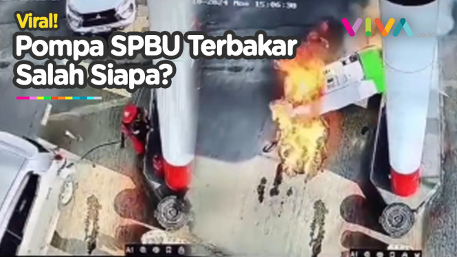 Ngeri! Detik-Detik Mesin Pengisian BBM Roboh hingga Terbakar