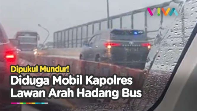 Mobil Fortuner Milik Kapolres Lawan Arah Dipukul Mundur Bus