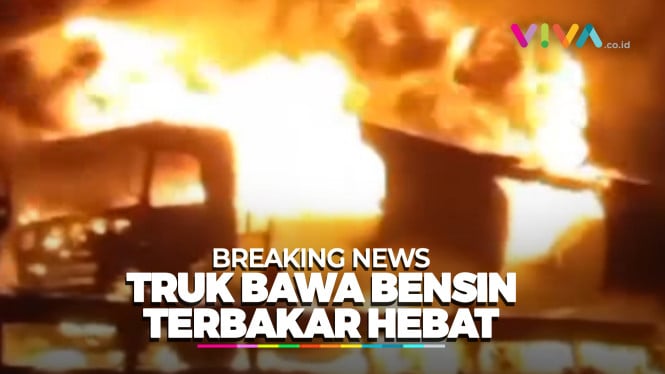 Breaking News Truk Tangki BBM Terbakar di Tol Ngawi