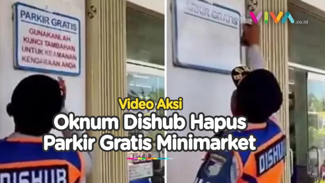 VIRAL Oknum Dishub Hapus Tulisan Parkir Gratis di Minimarket