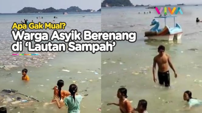 Pantai Pasir Putih Lampung Dipenuhi Tumpukan Sampah