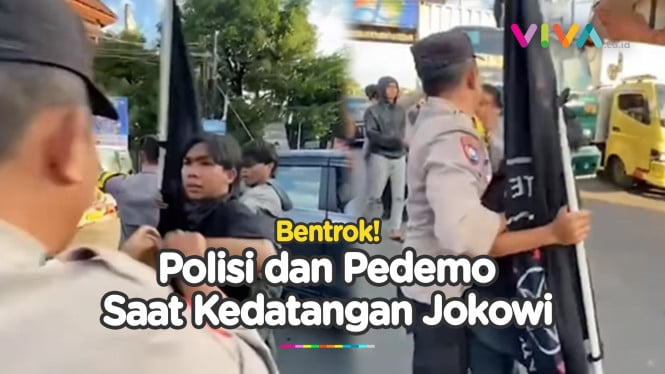 Polisi dan Pedemo Nyaris Adu Jotos Saat Kedatangan Jokowi
