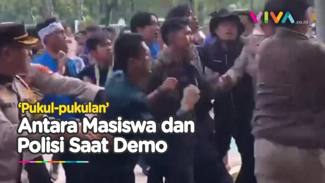 TEGANG! DETIK-DETIK Polisi VS Mahasiswa Adu Jotos, Saat Demo