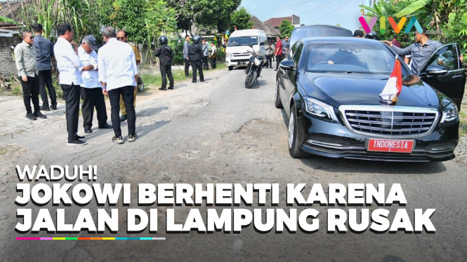 Kunjungan ke Lampung Jokowi Tiba-tiba Berhenti cek Jalan