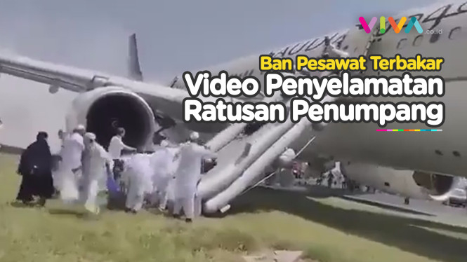 Penumpang Pesawat Saudia Dievakuasi Pakai Perosotan