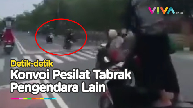 AROGAN! Perguruan Silat Lawan Arah Tabrak Pemotor Lain