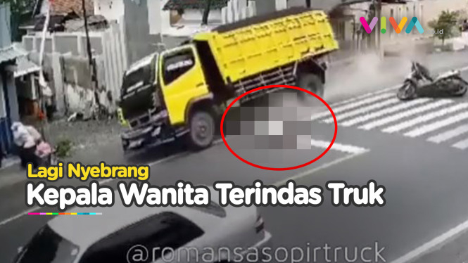 DETIK-DETIK Kepala Wanita Terlindas Truk Saat Nyebrang