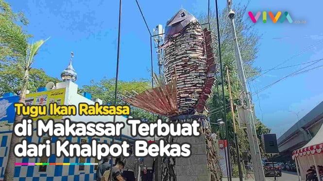 Polisi Sulap 5.058 Knalpot Brong jadi Tugu Ikan Raksasa