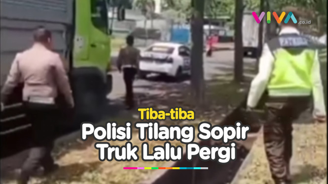 Sopir Truk Lagi 'Anteng' Kena Tilang, Polisi Kabur Ditanya..