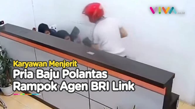 VIDEO Pria Berbaju Polantas Rampok Agen BRI Link