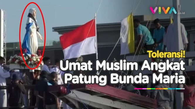 TOLERANSI! Umat Muslim Ikut Acara Patung Bunda Maria