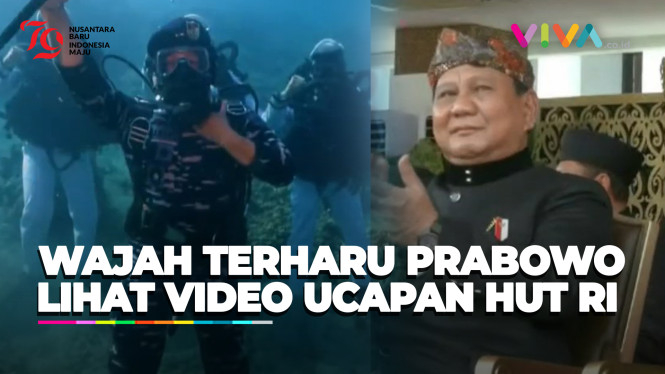 Ekspresi Prabowo Lihat Video Ucapan HUT dari TNI-Polri