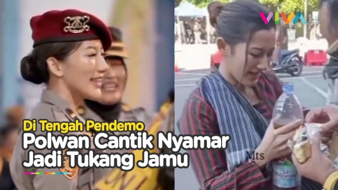 Mencolok! Polwan Ketahuan Jadi Penjual Jamu Saat Demo