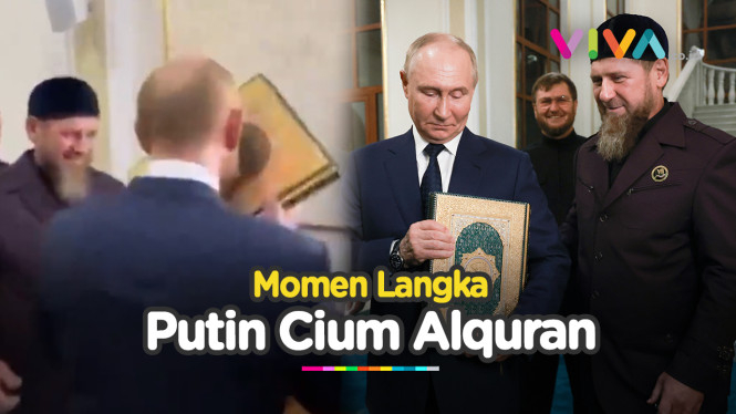 Momen Putin Cium Al-Quran Berlapis Emas