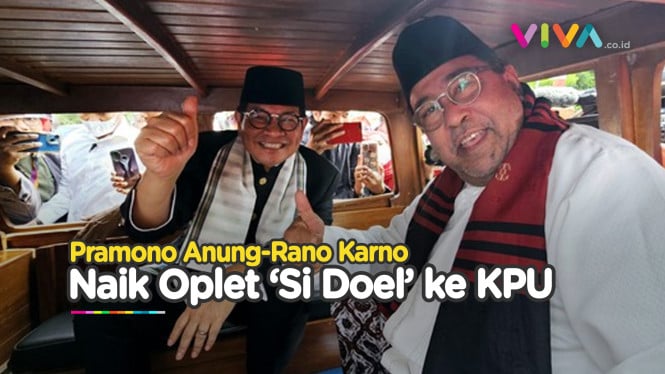 IKONIK! Gaya Pramono Anung-Rano Karno Naik Oplet ke KPU