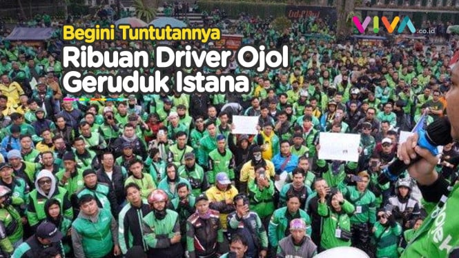 Ribuan Ojol Geruduk Istana hingga Kantor Gojek/Grab