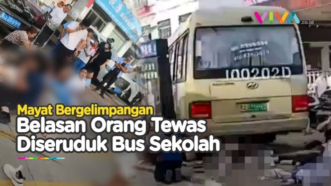 TRAGIS! Bus Sekolah Oleng Tabrak Keramaian, Belasan Tewas