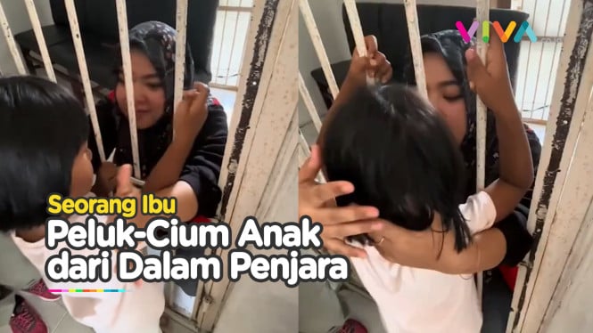 Momen Pilu Sang Ibu Peluk Buah Hati dari Balik Jeruji