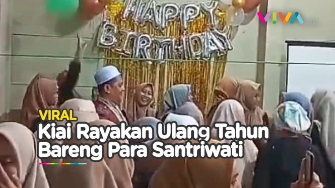 Video Kiai Semringah Rayakan Ulang Tahun Dihibur Santriwati