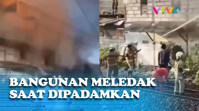 DETIK-DETIK Bangunan Meledak Saat Masih Dipadamkan