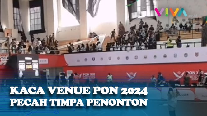 DETIK-DETIK Jendela Kaca Lapangan Basket PON 2024 Pecah