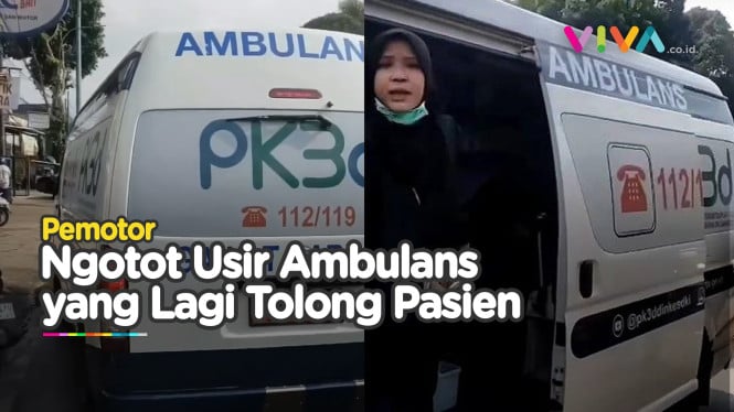 Pemotor Tarik Urat Usir Ambulans yang Sedang Menolong Pasien