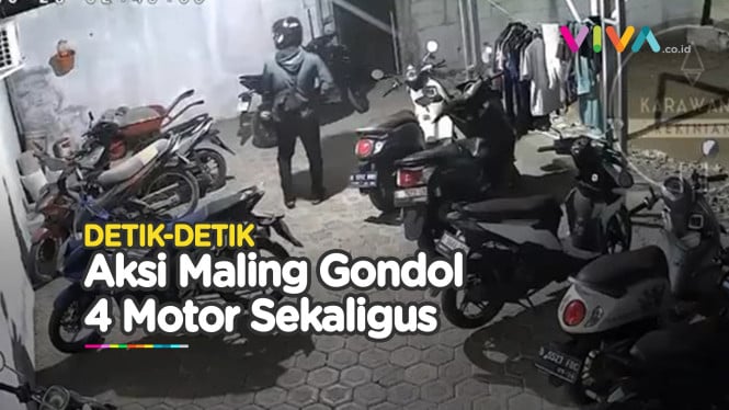 CCTV Kecerdikan Maling Gondol 4 Motor di Karawang