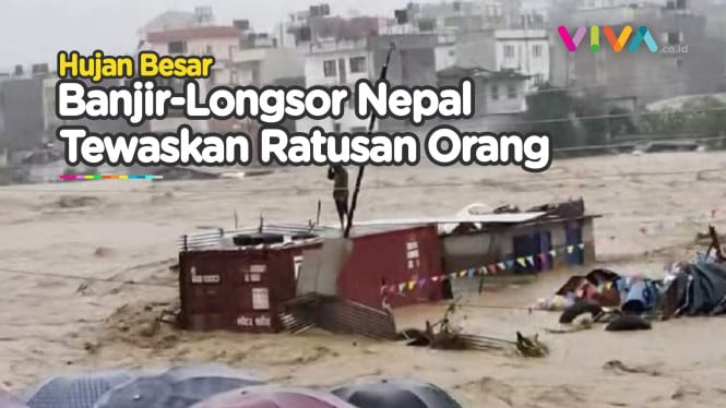 Penampakan Banjir Bandang dan Longsor Dahsyat di Nepal