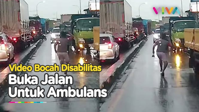 Heroik! Pria Disabilitas Terseok-seok Buka Jalan Ambulans