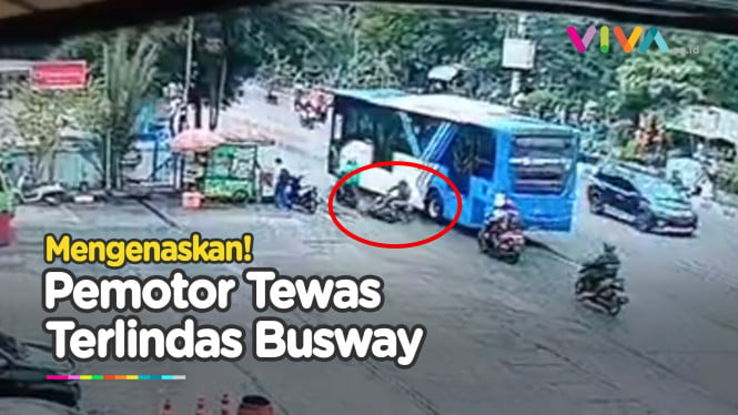 DETIK-DETIK Kepala Pemotor Tewas Terlindas Busway