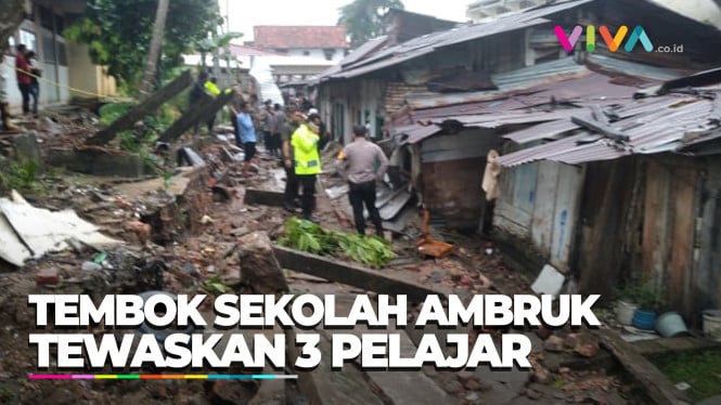 Pagar Tembok Pembatas Sekolah SMK Negeri 1 Kota Jambi Ambruk