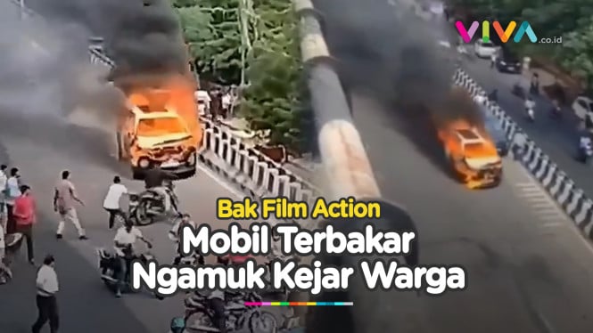 Bak Film 'Ghost Rider', Mobil Terbakar Jalan Sendiri