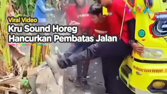 Kru Sound Horeg Bertingkah Tengil Rusak Pembatas Jalan