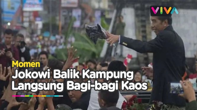 Mendarat di Solo, Jokowi Bagi-Bagi Kaos ke Masyarakat