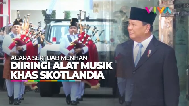 Alat Musik Bagpipe Dimainkan dalam Lepas Sambut Menhan RI