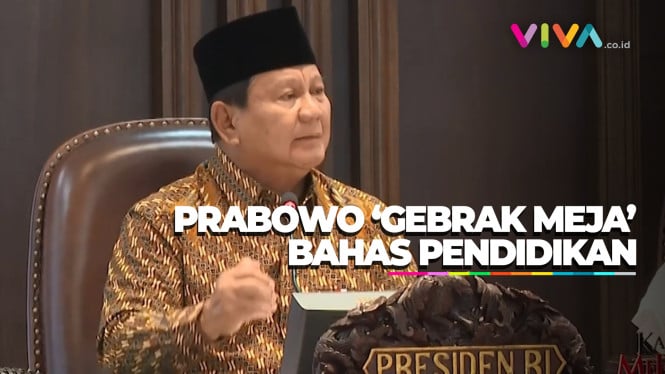 Prabowo 'Gebrak Meja' di Depan Para Menteri Soal Pendidikan