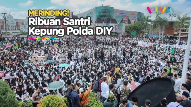 Ribuan Santri Kepung Polda DIY Buntut Kasus Penusukan