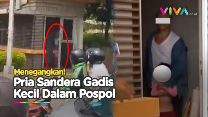 TEGANG! Detik detik Pria Bersajam Sekap Bocah di Pospol