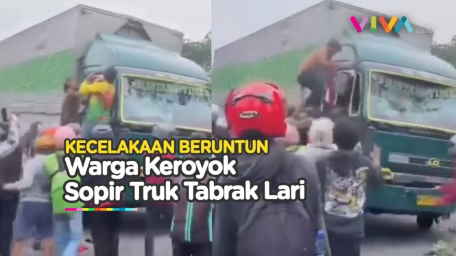 DETIK-DETIK Warga Kejar dan Amuk Sopir Truk Tabrak Lari