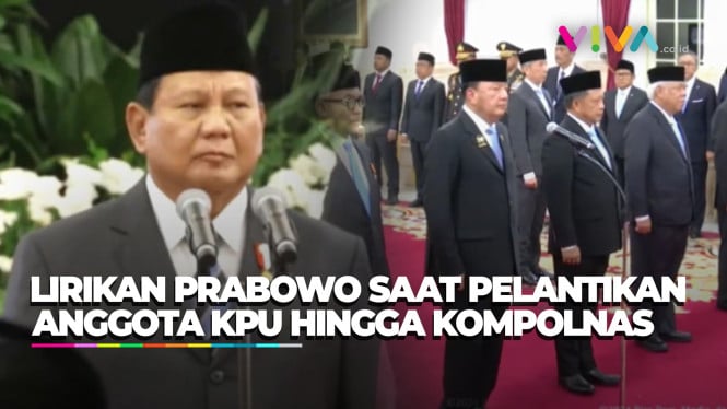 Lirikan Prabowo Saat Pelantikan Anggota KPU hingga Kompolnas